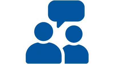 Icon zwei Personen mit Sprechblase – Beratungssymbol